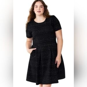 Draper James RSVP Black Short Sleeve Shine Dress Size XXL